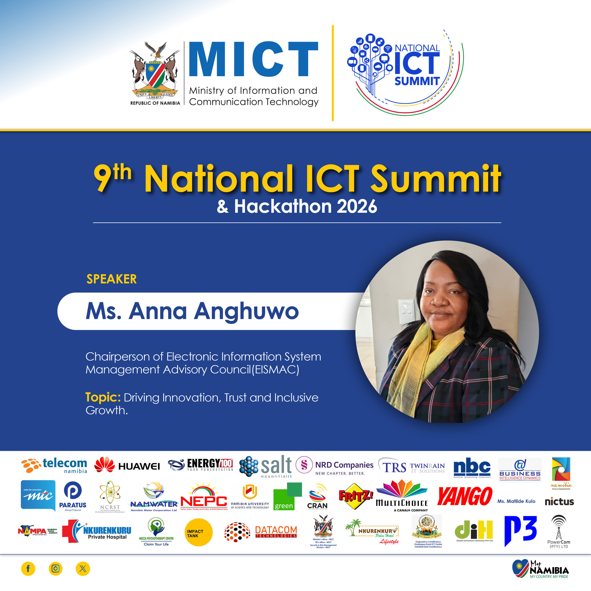 Ms. Anna Anghuwo, Speaker. Chairperson of Electronic Information System Management Advisory Council (EISMAC). Topic: Driving Innovation, Trust and Inclusive Growth