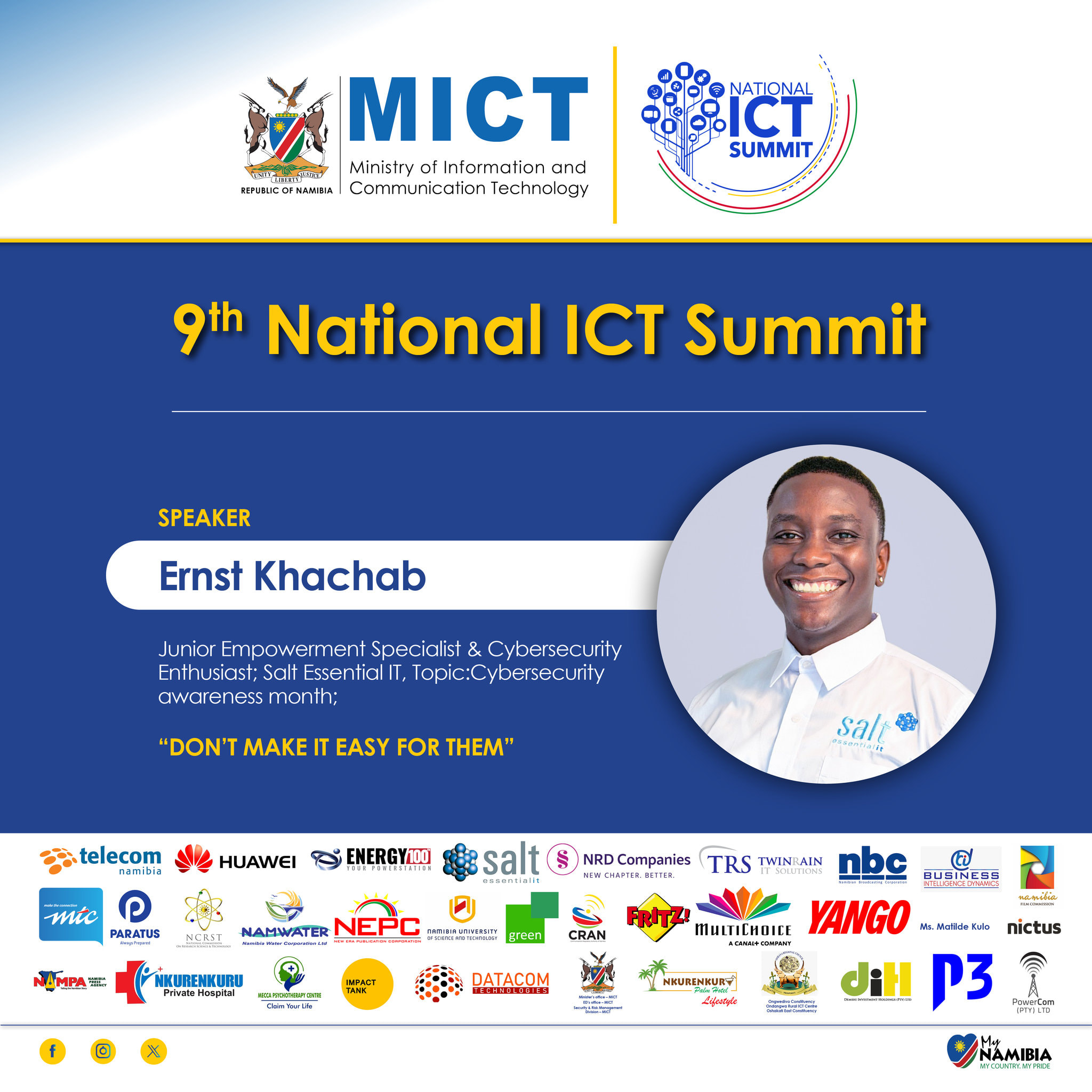 Ernst Khachab, Speaker. Junior Empowerment Specialist & Cybersecurity Enthusiast, Salt Essential IT. Topic: Cybersecurity awareness month: “Don’t Make It Easy for Them”