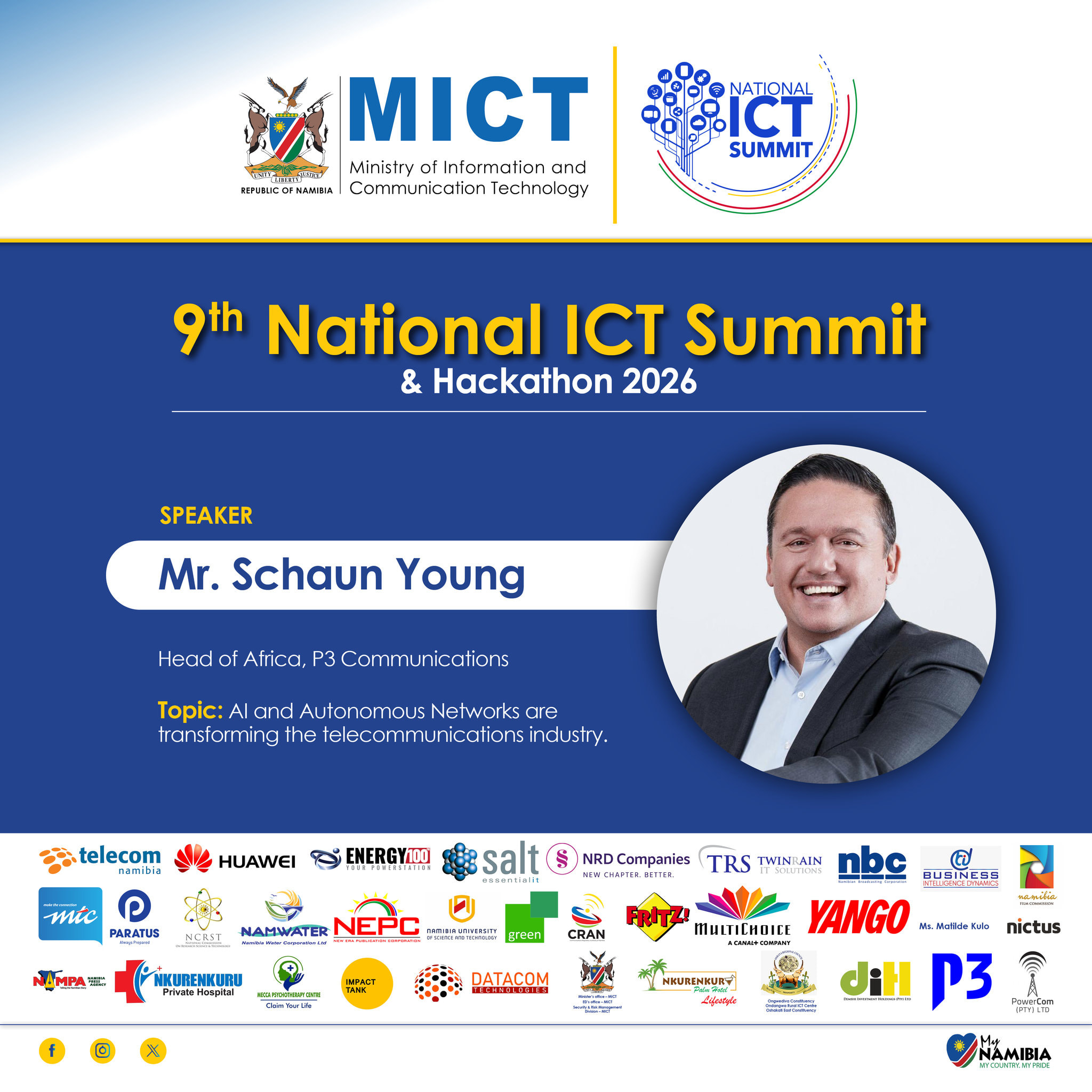 Mr. Schaun Young, Speaker. Head of Africa, P3 Communications. Topic: AI and Autonomous Networks are transforming the telecommunications industry